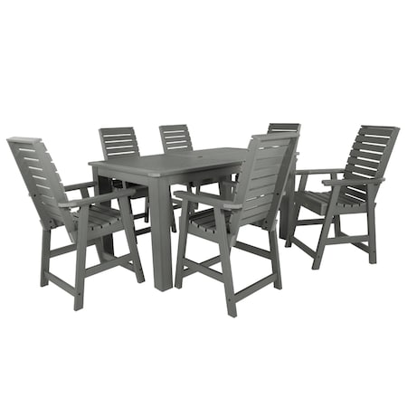 Highwood Usa Weatherly 7pc Rectangular Counter Height Outdoor Patio Furniture Dining Set 72 x 42 AD-ST7WL2CO4BA-CGE